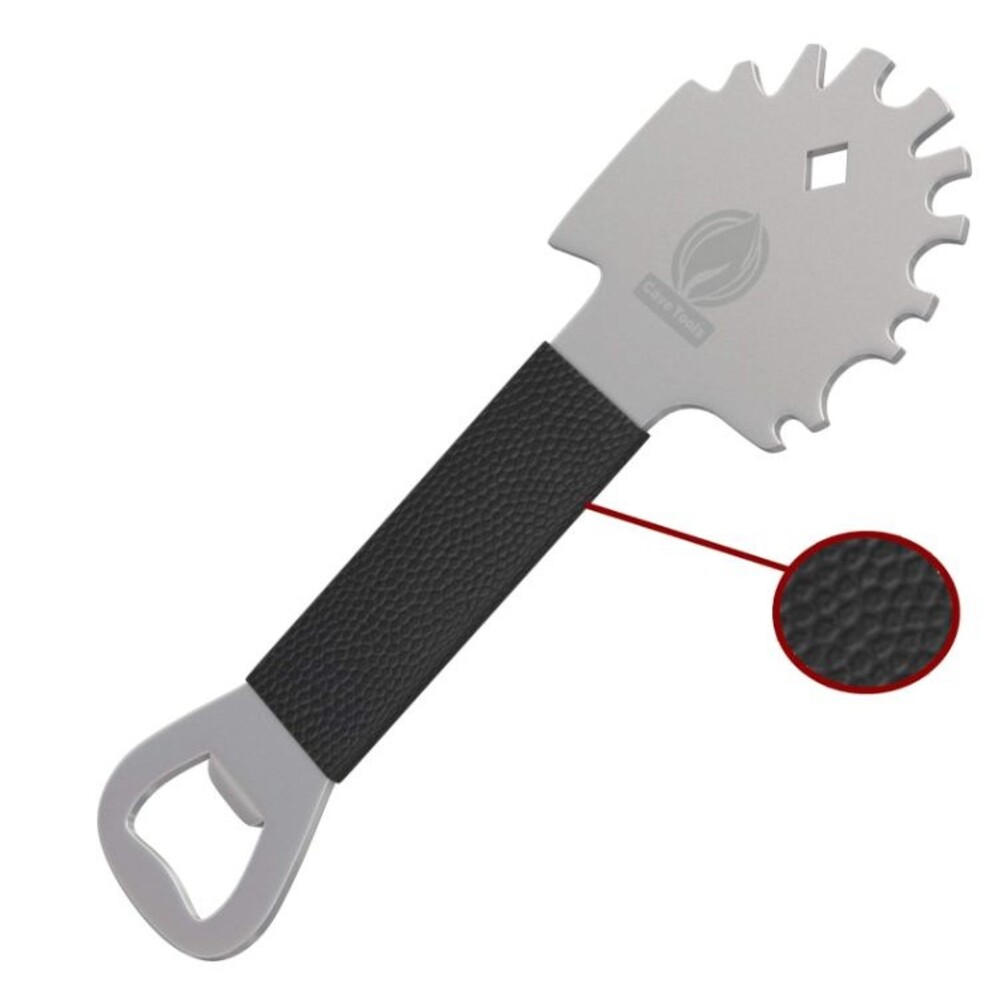 Cave Tools Metal Grill Griddle Scraper with Bottle Opener - Bristle-Free BBQ Too